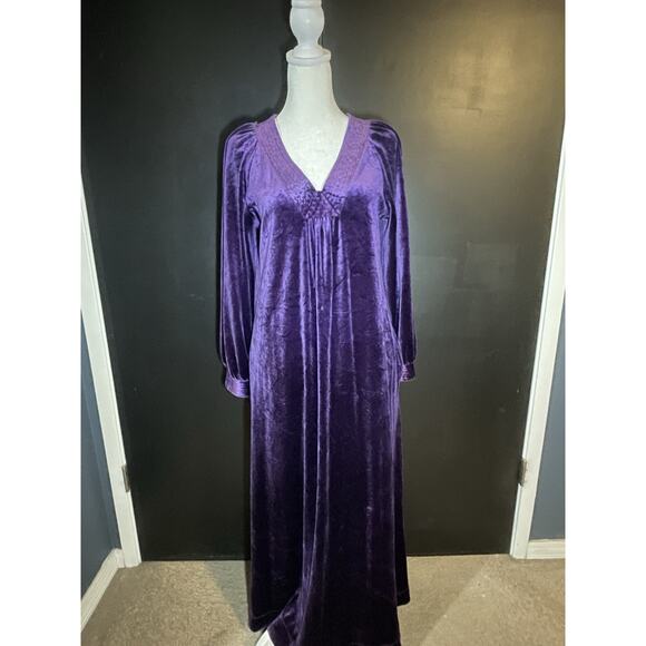 Vtg1970s Tom Bezuidenhout for Bard & Co Purple Velvet Maxi Dress Small ILGWU USA - Picture 1 of 15